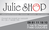 Carte de visite fidélité "Julie Shop" Recto.