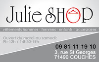 Carte de visite fid&eacute;lit&eacute; "Julie Shop" Recto.